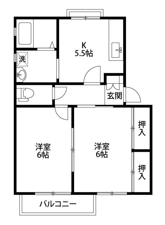 サンモールA(2K/2階)の間取り写真