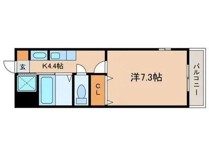 ランドスケープ草牟田(1K/3階)の間取り写真