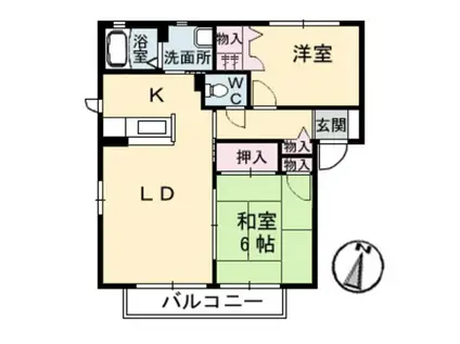 リバージュA棟(2LDK/2階)の間取り写真