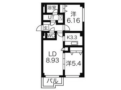 イーハトーブ南郷(2LDK/3階)の間取り写真