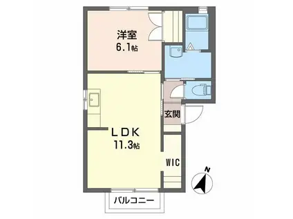 ケミカル・ワンAB(1LDK/2階)の間取り写真