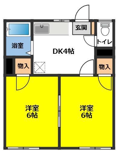 パークハウス(2DK/1階)の間取り写真