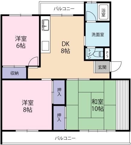 ハイツ ハヤシ(3DK/2階)の間取り写真