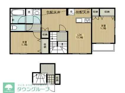 Y.A.FLAT B(2LDK/2階)の間取り写真