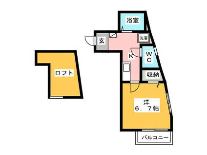 ドリームパレス高宮(1K/2階)の間取り写真