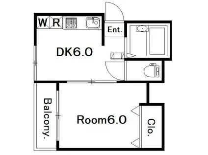 アメニティプレイスコヤナギ(1DK/2階)の間取り写真