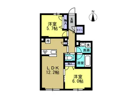 殿町3丁目SHM(2LDK/1階)の間取り写真