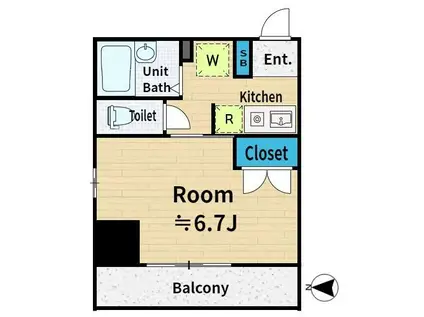 PROZSSIMO ALL(1K/7階)の間取り写真