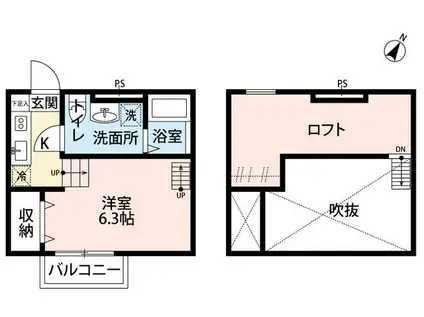 アンビエンテ千葉イースト館(ワンルーム/2階)の間取り写真