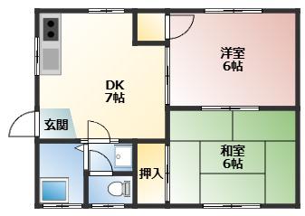 VILLA JUN(2DK/2階)の間取り写真