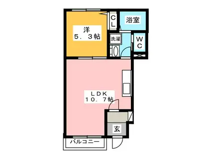 FORTUNA(1LDK/1階)の間取り写真