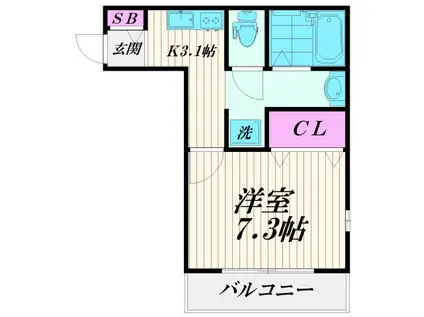 メゾンファミール西馬込2(1K/3階)の間取り写真