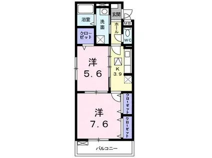 ベル・カルム(2K/1階)の間取り写真