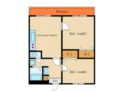 ヴィフォレストII(2LDK/2階)の間取り写真