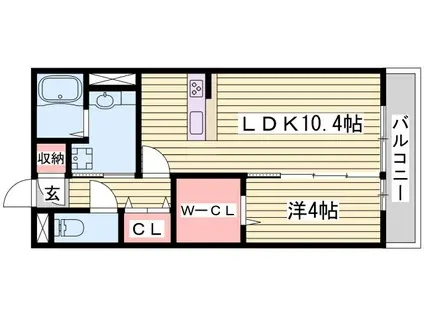 ヴィラ・ウィステリア広畑(1LDK/1階)の間取り写真