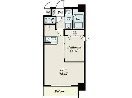 ALIVIS北梅田(1LDK/4階)の間取り写真