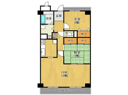 牡丹園壱番館(2LDK/2階)の間取り写真