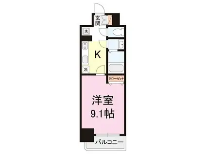 フォーシーズン開成山公園(1K/4階)の間取り写真