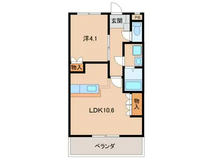 SUN PATIO III(1LDK/2階)の間取り写真