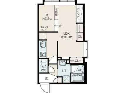 アリソンヴェール(1LDK/4階)の間取り写真