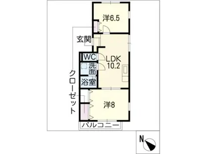 サンハイツ弥生町(2LDK/1階)の間取り写真