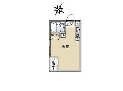 下北沢グルンハイム(ワンルーム/1階)の間取り写真