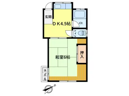 小山荘(1K/2階)の間取り写真