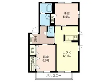 エスポワールC棟(2LDK/1階)の間取り写真