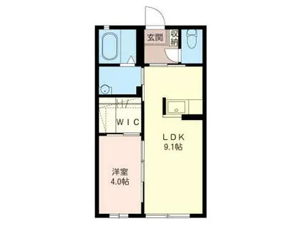 シャーメゾン A棟(1LDK/1階)の間取り写真