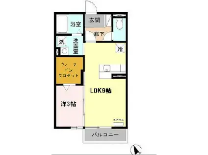 近鉄名古屋線 江戸橋駅 徒歩9分 2階建 築19年(1LDK/2階)の間取り写真