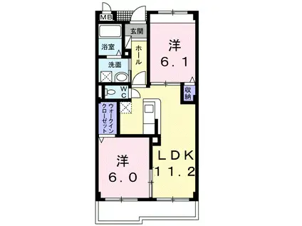 シャン・ド・フルールII(2LDK/2階)の間取り写真