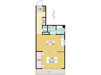 スカイフラット10(1DK/8階)の間取り写真