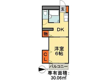 栗山ビル(1DK/3階)の間取り写真