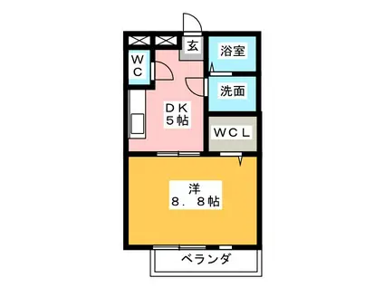 ボナール03 B棟(1DK/2階)の間取り写真