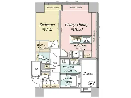 グランスイート麻布台ヒルトップタワー(1LDK/27階)の間取り写真
