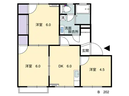 グリーンパレス貴志 B棟(3DK/2階)の間取り写真