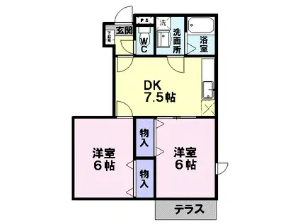 アマービリス II(2DK/1階)の間取り写真