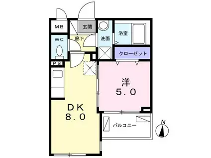 EXCELLENCE・幸(1LDK/1階)の間取り写真