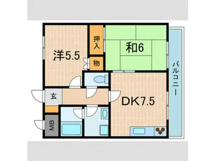 ハイツグレーシア(2DK/4階)の間取り写真