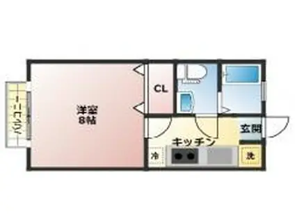 カームライフ(1K/1階)の間取り写真
