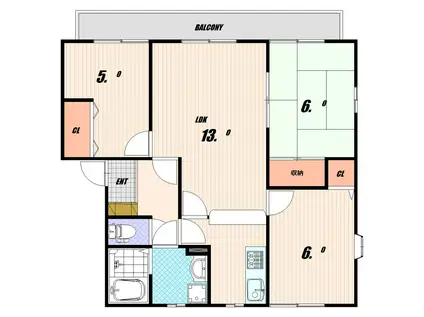 ユートピア20(3LDK/1階)の間取り写真
