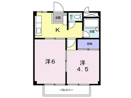 シティハイツホンダ(2K/2階)の間取り写真