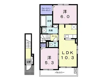 エヴァーレオ I(2LDK/2階)の間取り写真