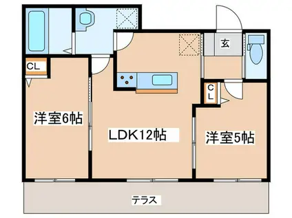 スリーウッド南湖(2LDK/2階)の間取り写真