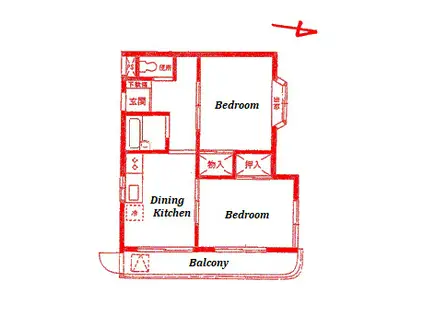 アルエットパレ(2DK/2階)の間取り写真