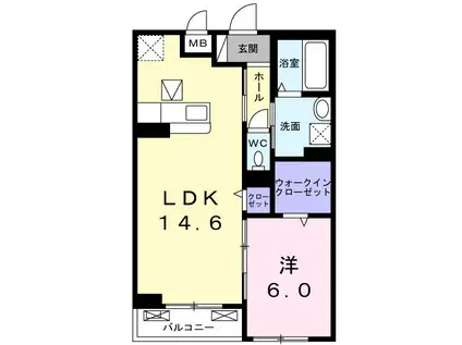 ボヌール(1LDK/1階)の間取り写真