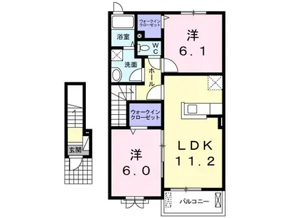 HAPPYHAPPINESSI(2LDK/2階)の間取り写真