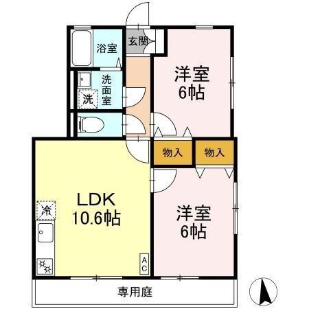 テルピンハウス(2LDK/1階)の間取り写真