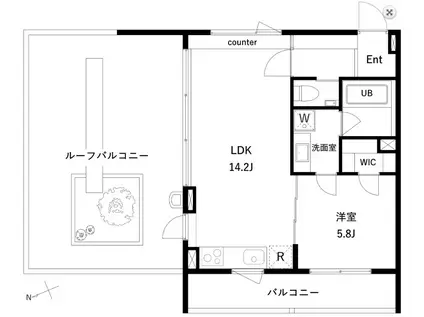 エスセナーリオ高輪(1LDK/5階)の間取り写真
