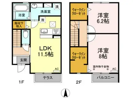 エヴァーグリーン光林(2LDK/1階)の間取り写真